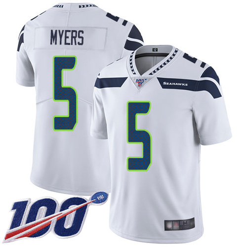 Men's Seahawks #5 Jason Myers White Vapor Untouchable Limited 100th Season Men's Seahawks #5 Jason Myers White Vapor Untouchable Limited 100th Season