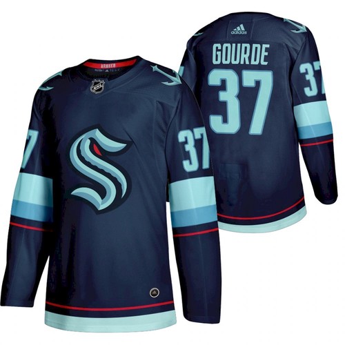 Men's Seattle #37 Kraken Yanni Gourde 2022 Home Navy Jersey Men's Seattle #37 Kraken Yanni Gourde 2022 Home Navy Jersey