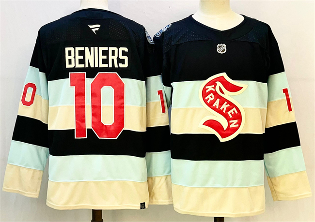 Men's Seattle Kraken #10 Matty Beniers Deep Sea Blue Winter Classic Stitched Hockey Jersey Men's Seattle Kraken #10 Matty Beniers Deep Sea Blue Winter Classic Stitched Hockey Jersey