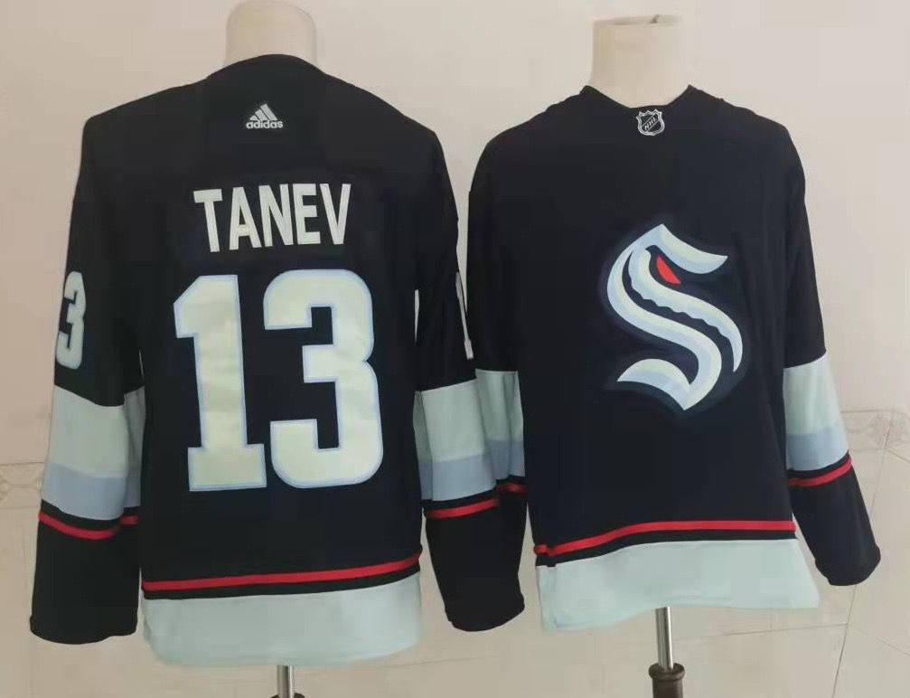 Men's Seattle Kraken #13 Brandon Tanev Navy Blue Adidas Stitched NHL Jersey Men's Seattle Kraken #13 Brandon Tanev Navy Blue Adidas Stitched NHL Jersey