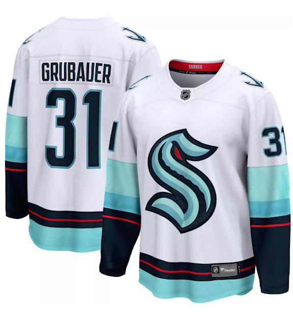 Men's Seattle Kraken #31 Paul Grubauer White Adidas Stitched NHL Jersey Men's Seattle Kraken #31 Paul Grubauer White Adidas Stitched NHL Jersey