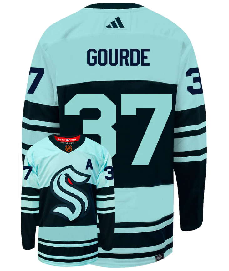 Men's Seattle Kraken #37 Yanni Gourde Ice Blue 2022-23 Reverse Retro Stitched Jersey Men's Seattle Kraken #37 Yanni Gourde Ice Blue 2022-23 Reverse Retro Stitched Jersey