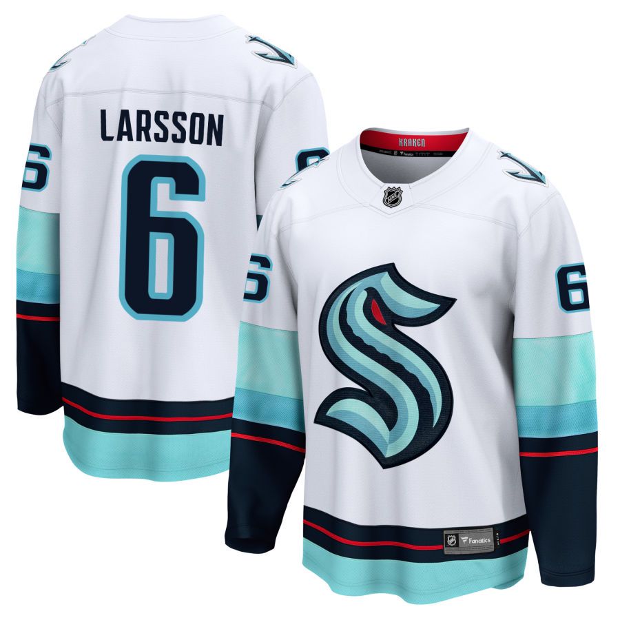 Men's Seattle Kraken #6 Adam Larsson White 2024-25 Home Stitched Hockey Jersey Men's Seattle Kraken #6 Adam Larsson White 2024-25 Home Stitched Hockey Jersey