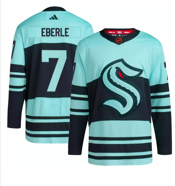 Men's Seattle Kraken #7 Jordan Eberle Ice Blue 2022-23 Reverse Retro Stitched Jersey Men's Seattle Kraken #7 Jordan Eberle Ice Blue 2022-23 Reverse Retro Stitched Jersey