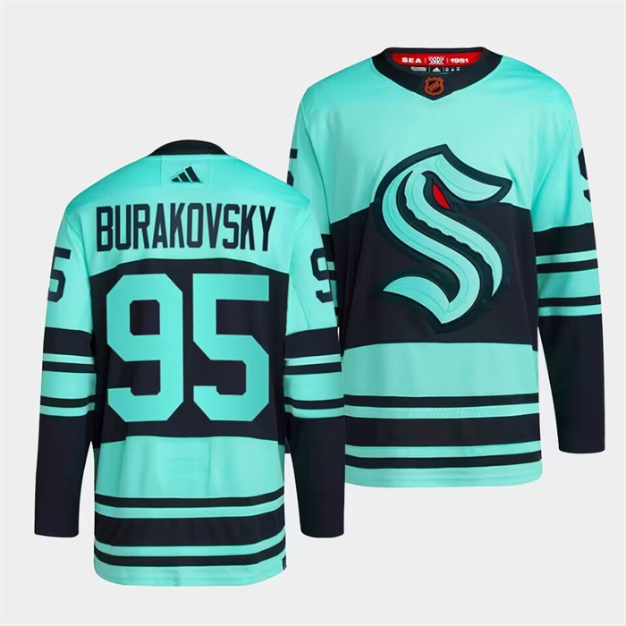 Men's Seattle Kraken #95 Andre Burakovsky Ice Blue 2022-23 Reverse Retro Stitched Jersey Men's Seattle Kraken #95 Andre Burakovsky Ice Blue 2022-23 Reverse Retro Stitched Jersey