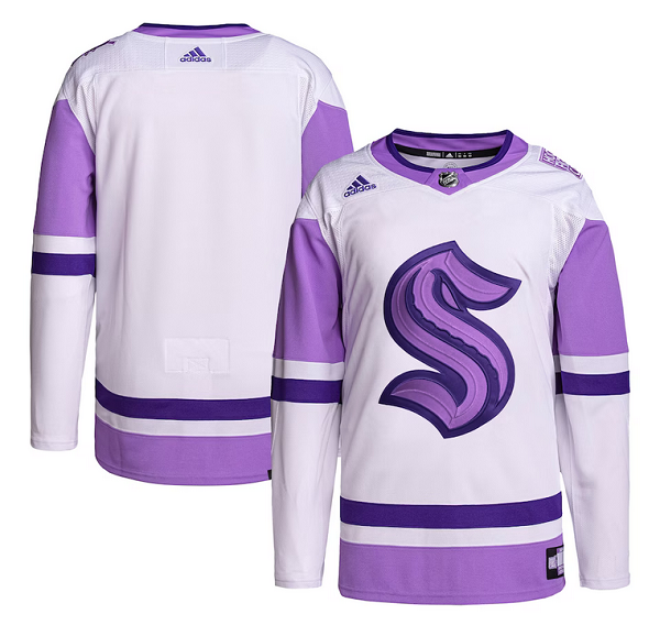 Men's Seattle Kraken Blank White Purple Stitched Jersey Men's Seattle Kraken Blank White Purple Stitched Jersey