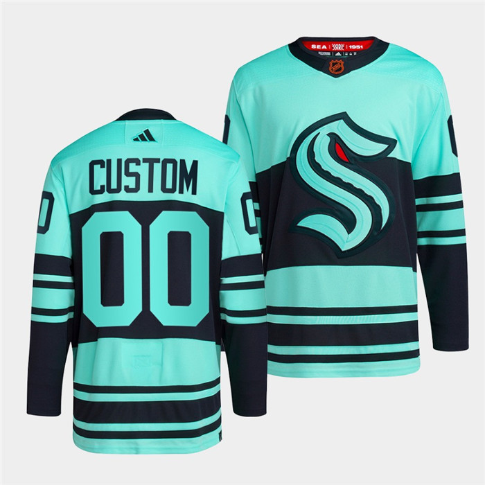 Men's Seattle Kraken Custom Ice Blue 2022-23 Reverse Retro Stitched Jersey Men's Seattle Kraken Custom Ice Blue 2022-23 Reverse Retro Stitched Jersey