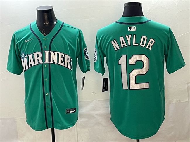 Men's Seattle Mariners #12 Josh Naylor Aqua Limited Stitched jersey Men's Seattle Mariners #12 Josh Naylor Aqua Limited Stitched jersey