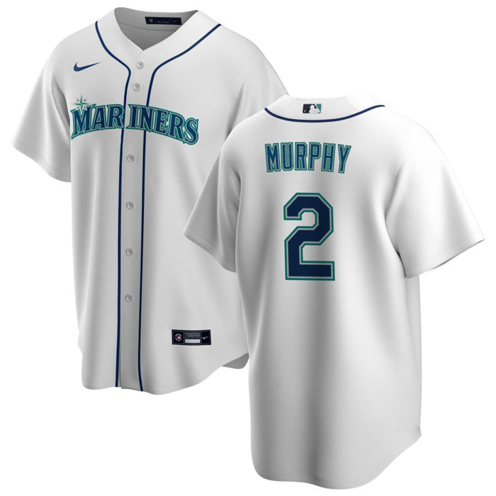 Men's Seattle Mariners #2 Tom Murphy White Cool Base Stitched Jersey Men's Seattle Mariners #2 Tom Murphy White Cool Base Stitched Jersey