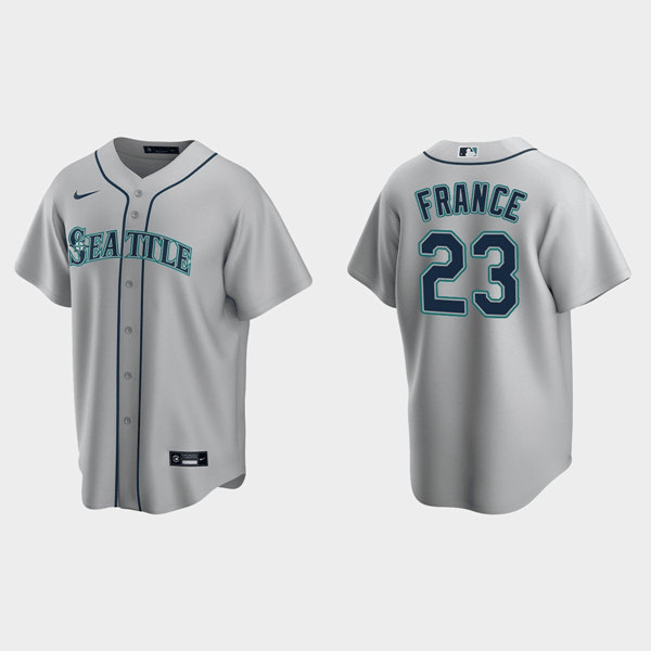 Men's Seattle Mariners #23 Ty France Gray Cool Base Stitched Jersey Men's Seattle Mariners #23 Ty France Gray Cool Base Stitched Jersey