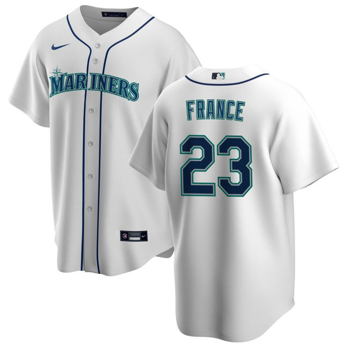 Men's Seattle Mariners #23 Ty France White Cool Base Stitched Jersey Men's Seattle Mariners #23 Ty France White Cool Base Stitched Jersey