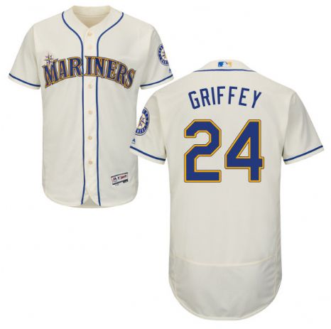 Men's Seattle Mariners #24 Ken Griffey Cream Flexbase MLB Jersey