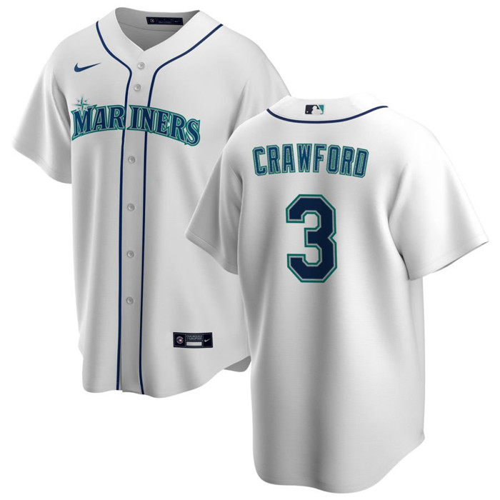 Men's Seattle Mariners #3 J.P. Crawford White Cool Base Stitched Jersey Men's Seattle Mariners #3 J.P. Crawford White Cool Base Stitched Jersey
