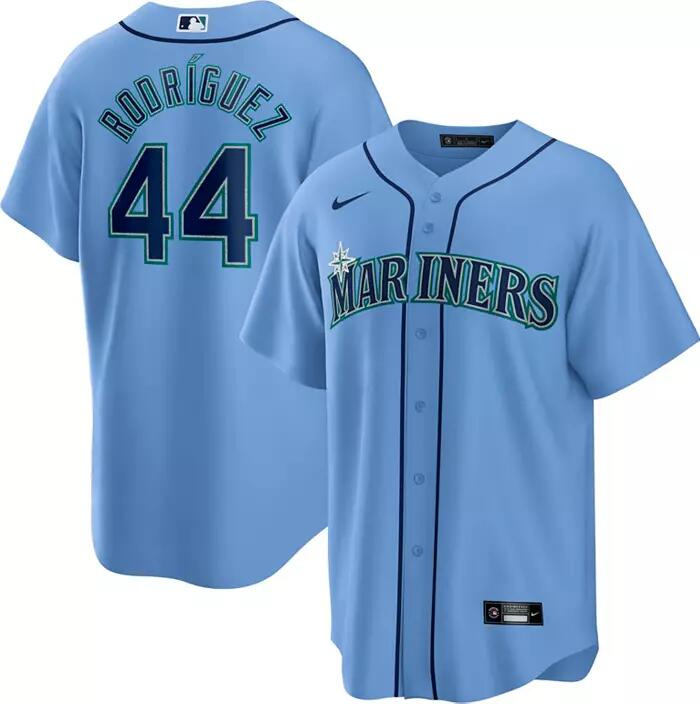 Men's Seattle Mariners #44 Julio Rodríguez Blue Cool Base Stitched Baseball Jersey Men's Seattle Mariners #44 Julio Rodríguez Blue Cool Base Stitched Baseball Jersey