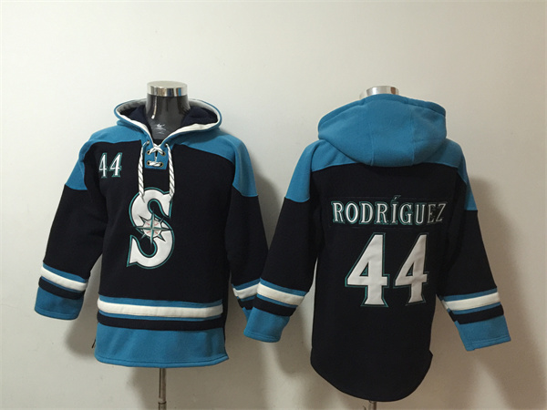 Men's Seattle Mariners #44 Julio Rodriguez Navy Awus Lace-Up Pullover Hoodie