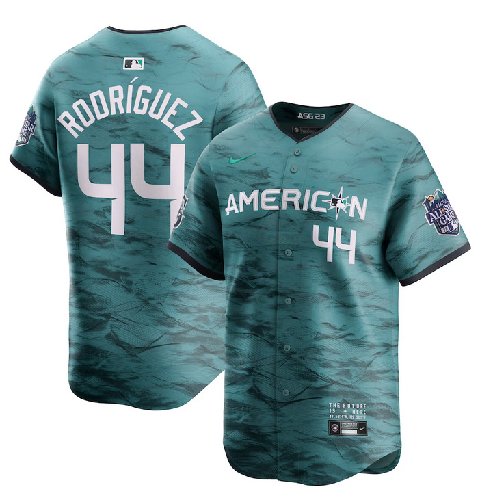 Men's Seattle Mariners #44 Julio Rodriguez Teal 2023 All-Star Cool Base With Patch Stitched Baseball Jersey Men's Seattle Mariners #44 Julio Rodriguez Teal 2023 All-Star Cool Base With Patch Stitched Baseball Jersey