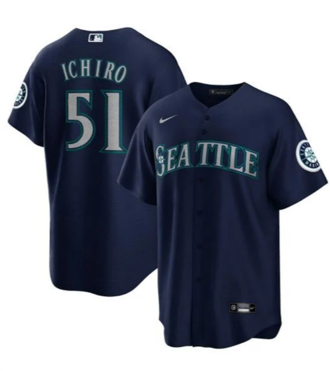 Men's Seattle Mariners #51 Ichiro Suzuki Navy Cool Base Stitched Baseball Jersey Men's Seattle Mariners #51 Ichiro Suzuki Navy Cool Base Stitched Baseball Jersey
