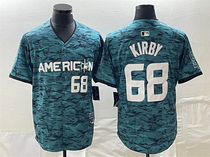 Men's Seattle Mariners #68 George Kirby Teal 2023 All-Star Cool Base With Patch Stitched Baseball Jersey Men's Seattle Mariners #68 George Kirby Teal 2023 All-Star Cool Base With Patch Stitched Baseball Jersey