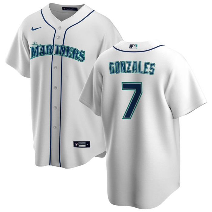 Men's Seattle Mariners #7 Marco Gonzales White Cool Base Stitched Jersey Men's Seattle Mariners #7 Marco Gonzales White Cool Base Stitched Jersey