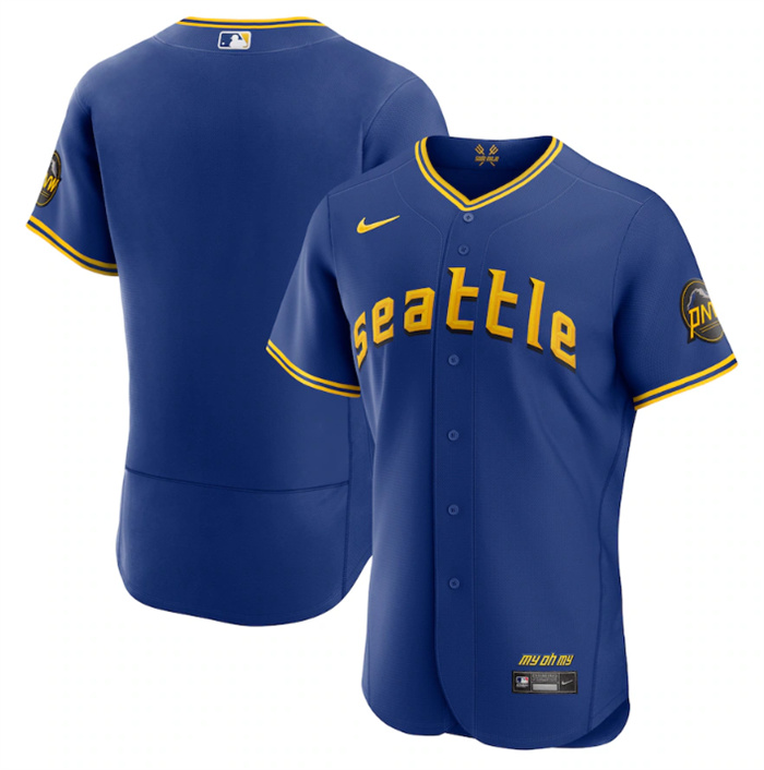Men's Seattle Mariners Blank Royal 2023 City Connect Flex Base Stitched Jersey Men's Seattle Mariners Blank Royal 2023 City Connect Flex Base Stitched Jersey