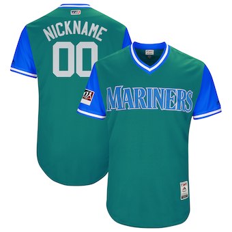 Men's Seattle Mariners Majestic Aqua 2018 Players' Weekend Authentic Flex Base Custom Jersey Men's Seattle Mariners Majestic Aqua 2018 Players' Weekend Authentic Flex Base Custom Jersey