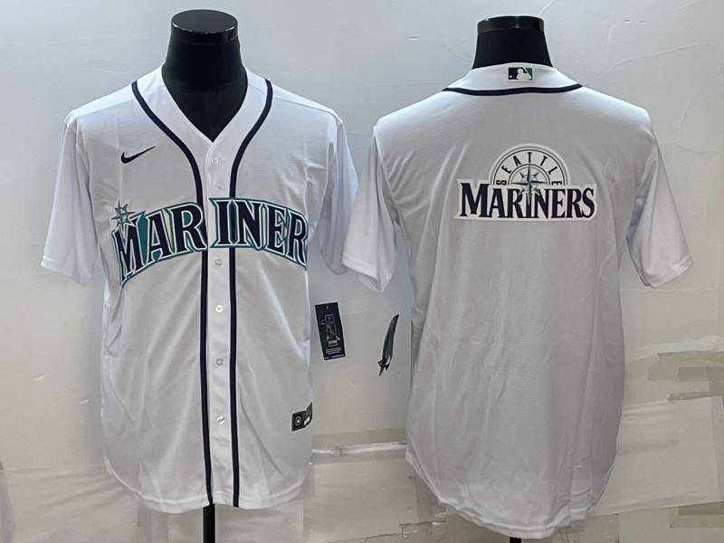 Men's Seattle Mariners White Team Big Logo Cool Base Stitched Jersey Men's Seattle Mariners White Team Big Logo Cool Base Stitched Jersey