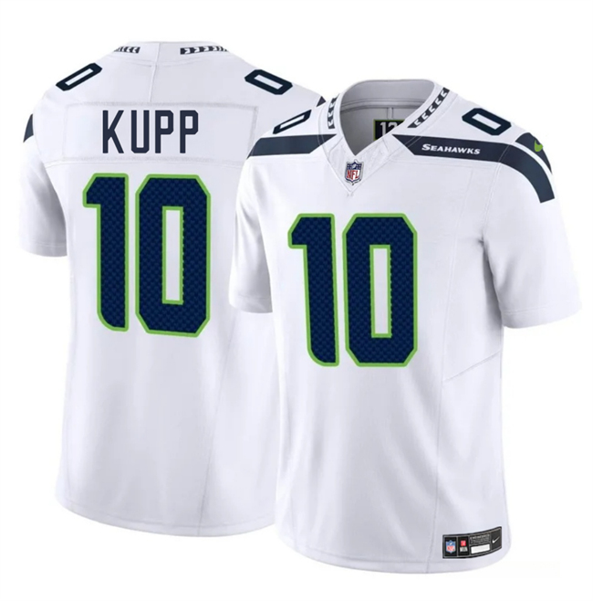 Men's Seattle Seahawks #10 Cooper Kupp White 2025 F.U.S.E. Vapor Limited Stitched Football Jersey