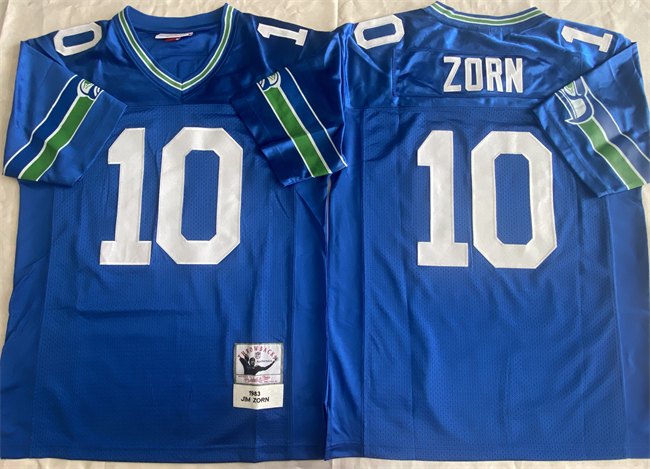 Men's Seattle Seahawks #10 Jim Zorn Royal Throwback Stitched Football Jersey