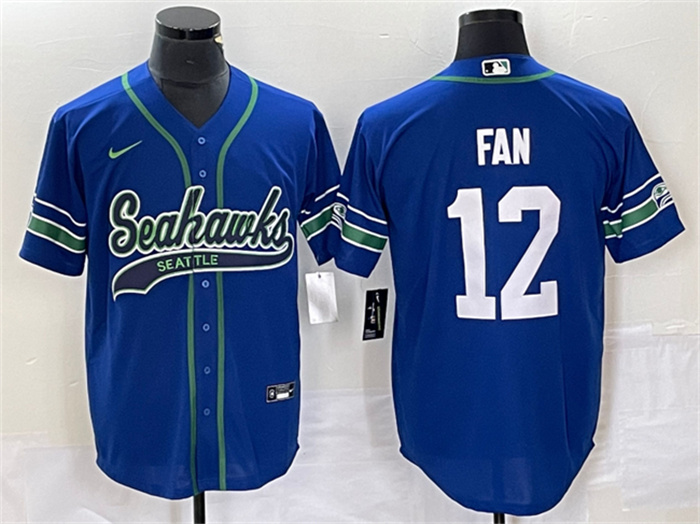 Men's Seattle Seahawks #12 Fan Royal Throwback Cool Base Stitched Baseball Jersey Men's Seattle Seahawks #12 Fan Royal Throwback Cool Base Stitched Baseball Jersey
