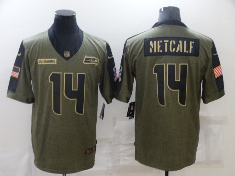 Men's Seattle Seahawks #14 DK Metcalf Nike Olive 2021 Salute To Service Limited Player Jersey Men's Seattle Seahawks #14 DK Metcalf Nike Olive 2021 Salute To Service Limited Player Jersey