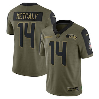 Men's Seattle Seahawks #14 DK Metcalf Nike Olive 2021 Salute To Service Limited Player Jersey Men's Seattle Seahawks #14 DK Metcalf Nike Olive 2021 Salute To Service Limited Player Jersey