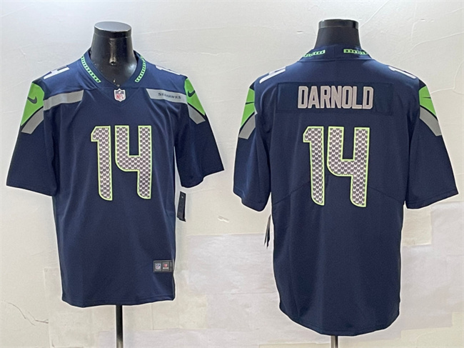Men's Seattle Seahawks #14 Sam Darnold Navy 2025 Vapor Limited Stitched Football Jersey
