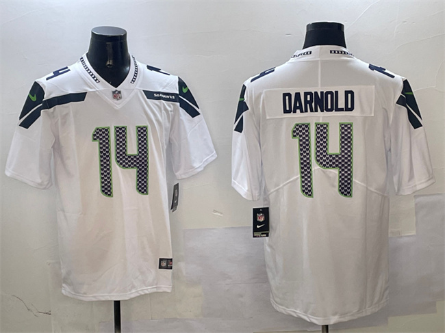 Men's Seattle Seahawks #14 Sam Darnold White 2025 Vapor Limited Stitched Football Jersey