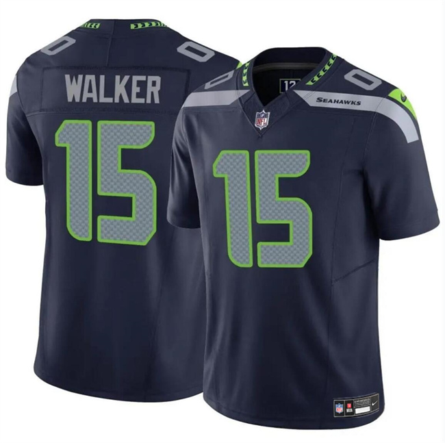 Men's Seattle Seahawks #15 P.J. Walker Navy 2024 F.U.S.E Vapor Limited Stitched Football Jersey Men's Seattle Seahawks #15 P.J. Walker Navy 2024 F.U.S.E Vapor Limited Stitched Football Jersey