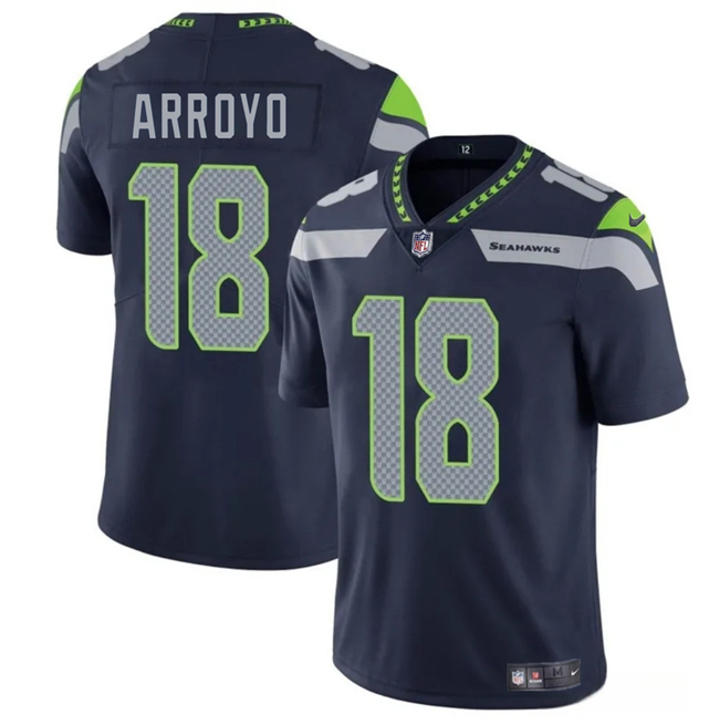 Men's Seattle Seahawks #18 Elijah Arroyo Navy 2025 Draft Vapor Limited Stitched Football Jersey