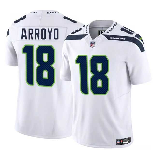 Men's Seattle Seahawks #18 Elijah Arroyo White 2025 Draft F.U.S.E. Vapor Limited Stitched Football Jersey