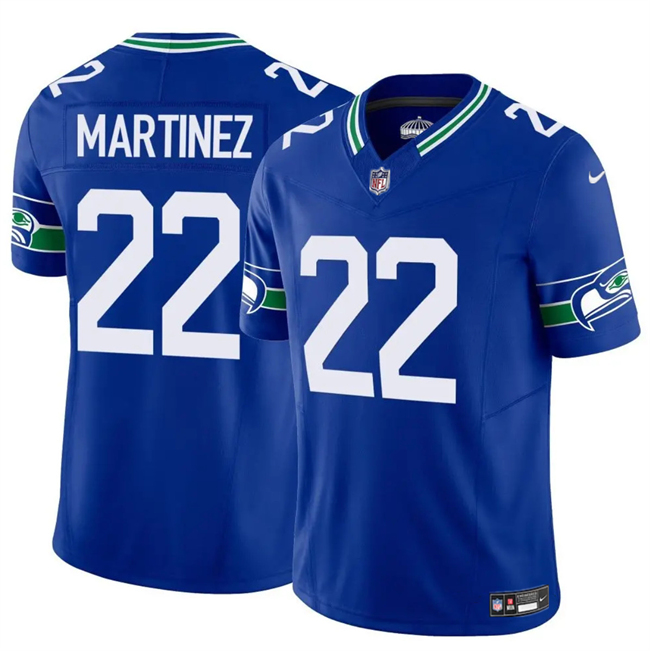 Men's Seattle Seahawks #22 Damien Martinez Royal 2025 F.U.S.E Throwback Vapor Limited Stitched Football Jersey Men's Seattle Seahawks #22 Damien Martinez Royal 2025 F.U.S.E Throwback Vapor Limited Stitched Football Jersey