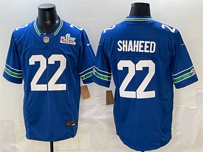 Men's Seattle Seahawks #22 Rashid Shaheed Royal 2025 F.U.S.E. Super Bowl LX Patch Vapor Throwback Limited Stitched Football Jersey Men's Seattle Seahawks #22 Rashid Shaheed Royal 2025 F.U.S.E. Super Bowl LX Patch Vapor Throwback Limited Stitched Football Jersey