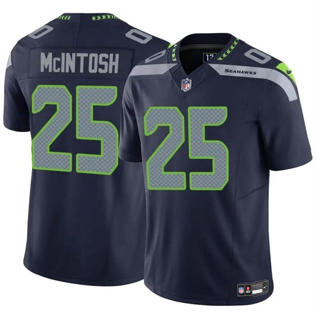 Men's Seattle Seahawks #25 Kenny McIntosh Navy 2024 F.U.S.E Vapor Limited Stitched Football Jersey Men's Seattle Seahawks #25 Kenny McIntosh Navy 2024 F.U.S.E Vapor Limited Stitched Football Jersey