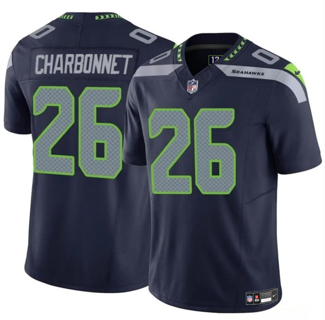 Men's Seattle Seahawks #26 Zach Charbonnet Navy 2024 F.U.S.E Vapor Limited Stitched Football Jersey Men's Seattle Seahawks #26 Zach Charbonnet Navy 2024 F.U.S.E Vapor Limited Stitched Football Jersey