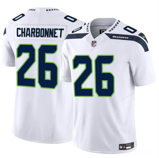 Men's Seattle Seahawks #26 Zach Charbonnet White 2024 F.U.S.E Vapor Limited Stitched Football Jersey Men's Seattle Seahawks #26 Zach Charbonnet White 2024 F.U.S.E Vapor Limited Stitched Football Jersey