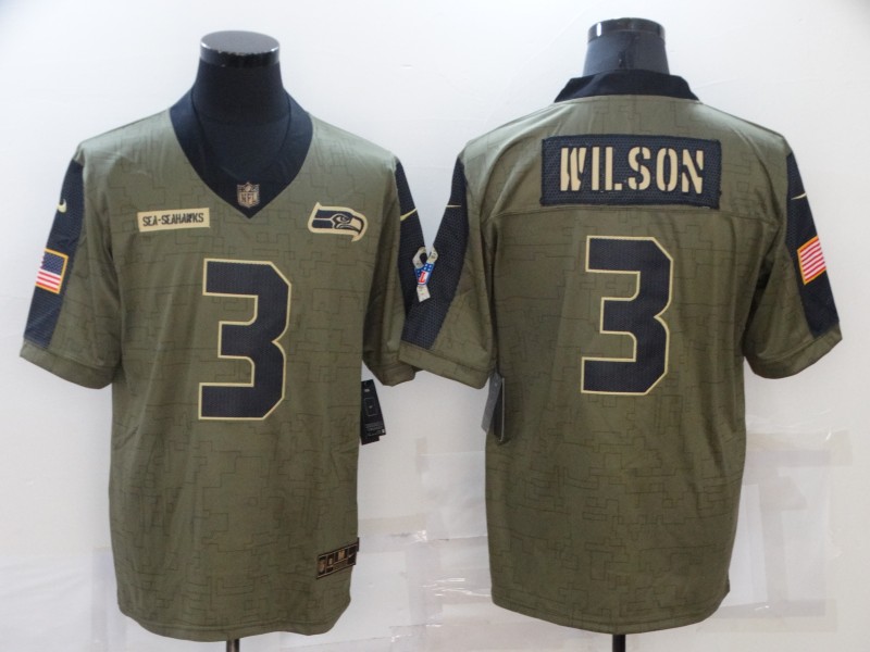 Men's Seattle Seahawks #3 Russell Wilson Nike Olive 2021 Salute To Service Limited Player Jersey Men's Seattle Seahawks #3 Russell Wilson Nike Olive 2021 Salute To Service Limited Player Jersey