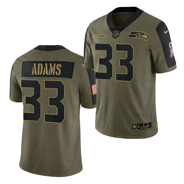 Men's Seattle Seahawks #33 Jamal Adams 2021 Olive Salute To Service Limited Stitched Jersey Men's Seattle Seahawks #33 Jamal Adams 2021 Olive Salute To Service Limited Stitched Jersey