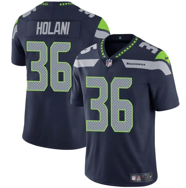 Men's Seattle Seahawks #36 George Holani Navy 2024 Vapor Limited Stitched Football Jersey Men's Seattle Seahawks #36 George Holani Navy 2024 Vapor Limited Stitched Football Jersey