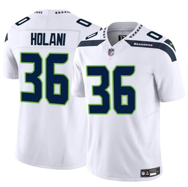 Men's Seattle Seahawks #36 George Holani White 2024 F.U.S.E Vapor Limited Stitched Football Jersey Men's Seattle Seahawks #36 George Holani White 2024 F.U.S.E Vapor Limited Stitched Football Jersey