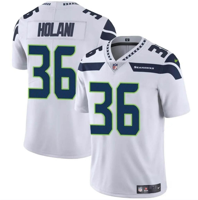Men's Seattle Seahawks #36 George Holani White Vapor Limited Stitched Football Jersey Men's Seattle Seahawks #36 George Holani White Vapor Limited Stitched Football Jersey