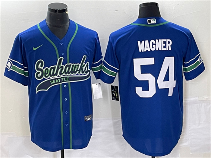 Men's Seattle Seahawks #54 Bobby Wagner Royal Throwback Cool Base Stitched Baseball Jersey Men's Seattle Seahawks #54 Bobby Wagner Royal Throwback Cool Base Stitched Baseball Jersey