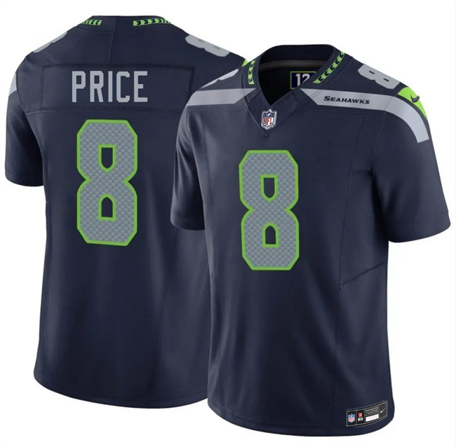 Men's Seattle Seahawks #8 Jadarian Price Navy 2026 F.U.S.E. Vapor Untouchable Limited Stitched Football Jersey Men's Seattle Seahawks #8 Jadarian Price Navy 2026 F.U.S.E. Vapor Untouchable Limited Stitched Football Jersey
