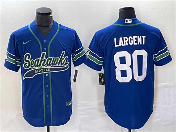Men's Seattle Seahawks #80 Steve Largent Royal Throwback Cool Base Stitched Baseball Jersey Men's Seattle Seahawks #80 Steve Largent Royal Throwback Cool Base Stitched Baseball Jersey
