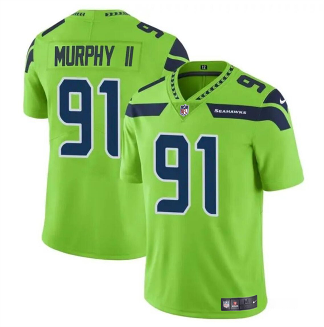 Men's Seattle Seahawks #91 Byron Murphy II Green 2024 Draft Vapor Limited Stitched Football Jersey Men's Seattle Seahawks #91 Byron Murphy II Green 2024 Draft Vapor Limited Stitched Football Jersey